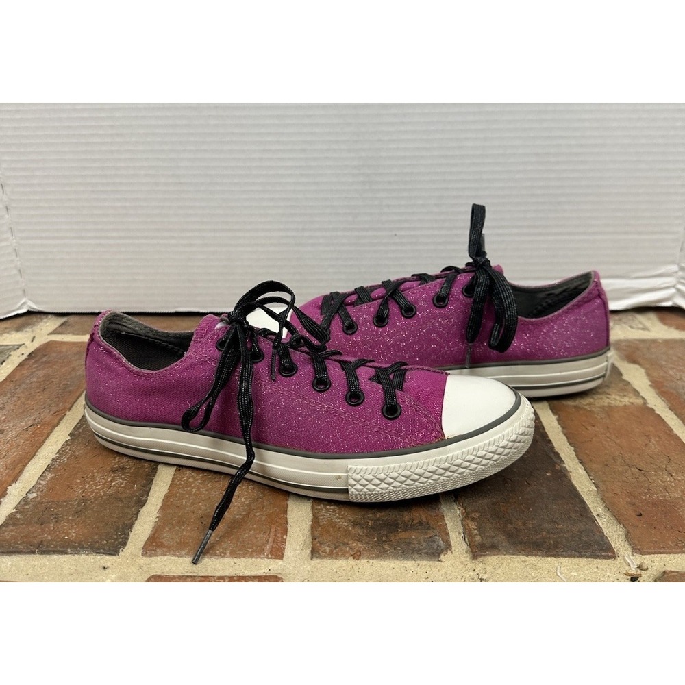 Converse All Star Purple Sparkle Sneakers Canvas Low Top Lace Up Women's 5